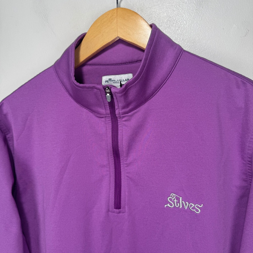 St. Ives Peter Millar Melange Performance Quarter Zip Pullover Men Medium Purple - Picture 3 of 10